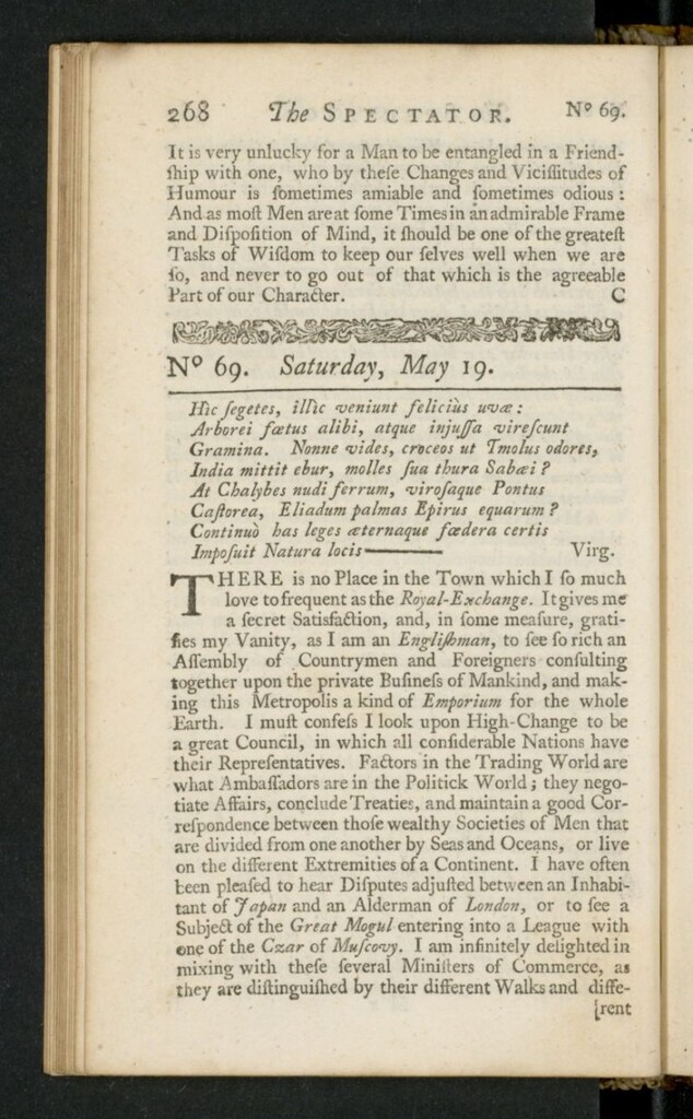 Miniatura de The Spectator del 19 de mayo de 1711, nº 69