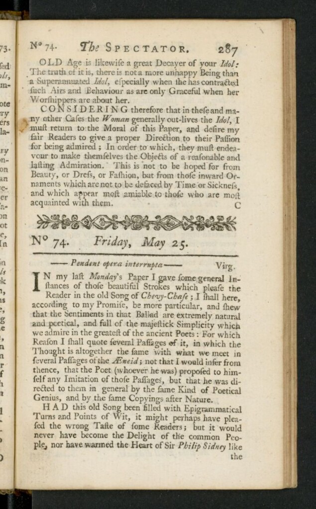 Miniatura de The Spectator del 25 de mayo de 1711, nº 74