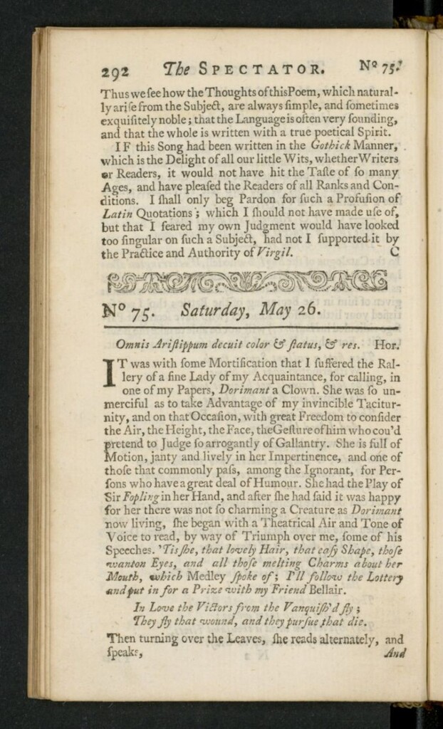 Miniatura de The Spectator del 26 de mayo de 1711, nº 75
