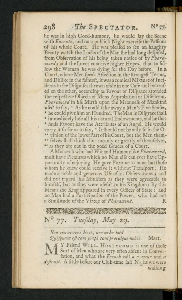 Miniatura de The Spectator del 29 de mayo de 1711, nº 77