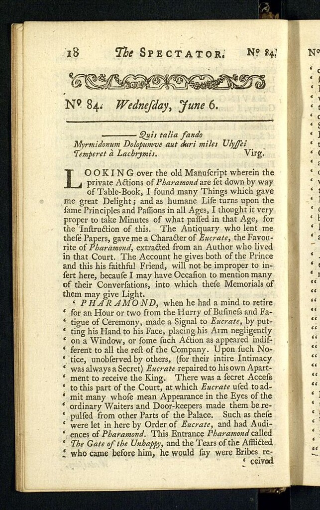 Miniatura de The Spectator del 6 de junio de 1711, nº84