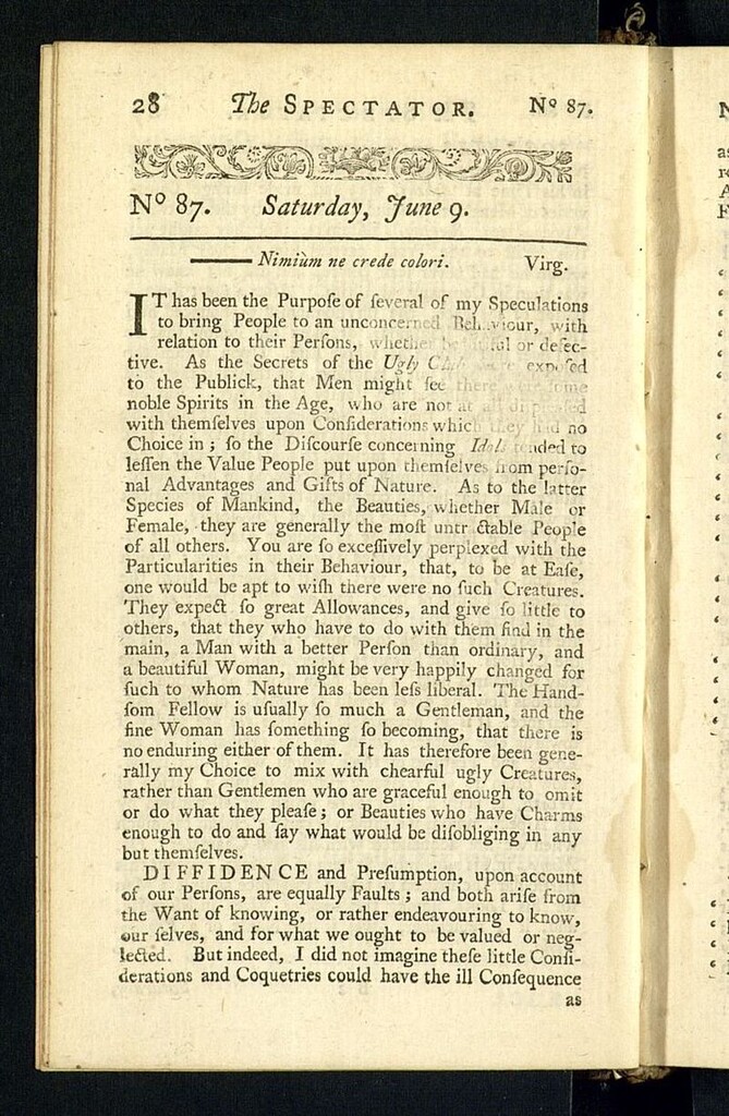 Miniatura de The Spectator del 9 de junio de 1711, nº 87