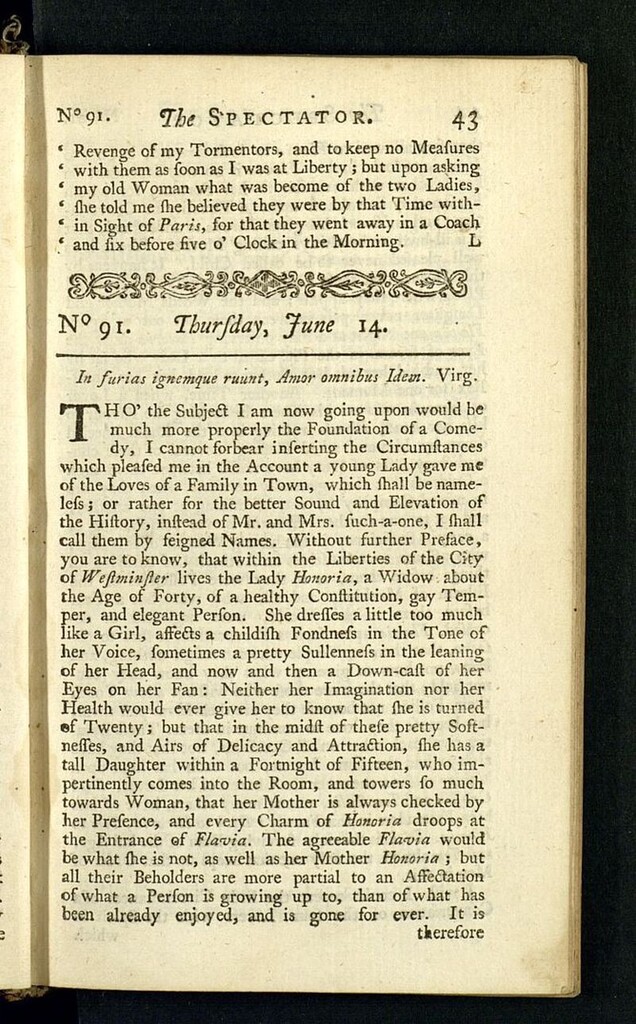 Miniatura de The Spectator del 14 de junio de 1711t, nº 91