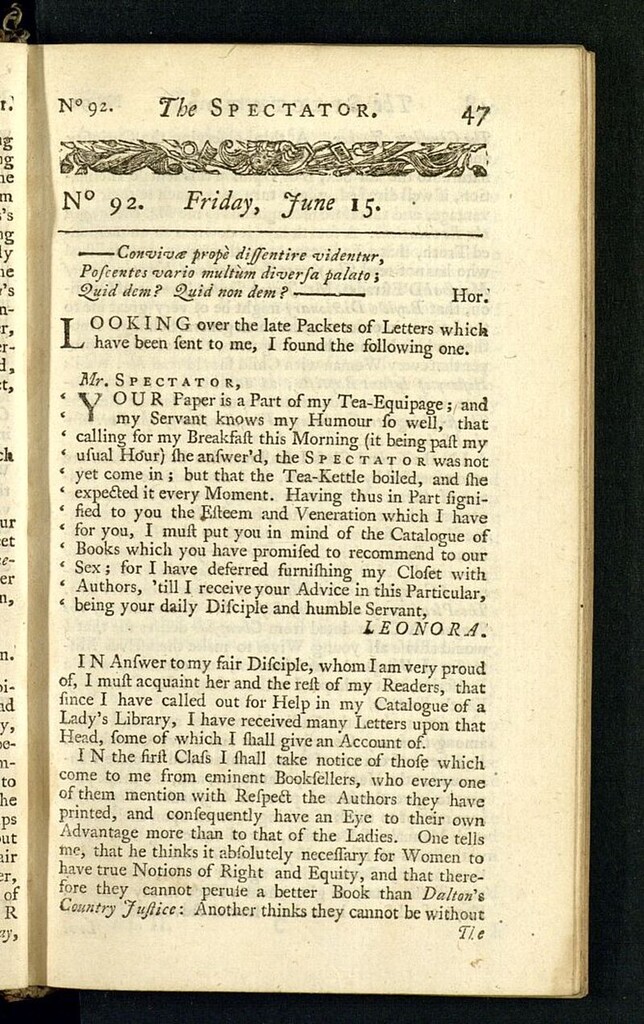 Miniatura de The Spectator del 15 de junio de 1711, nº 92