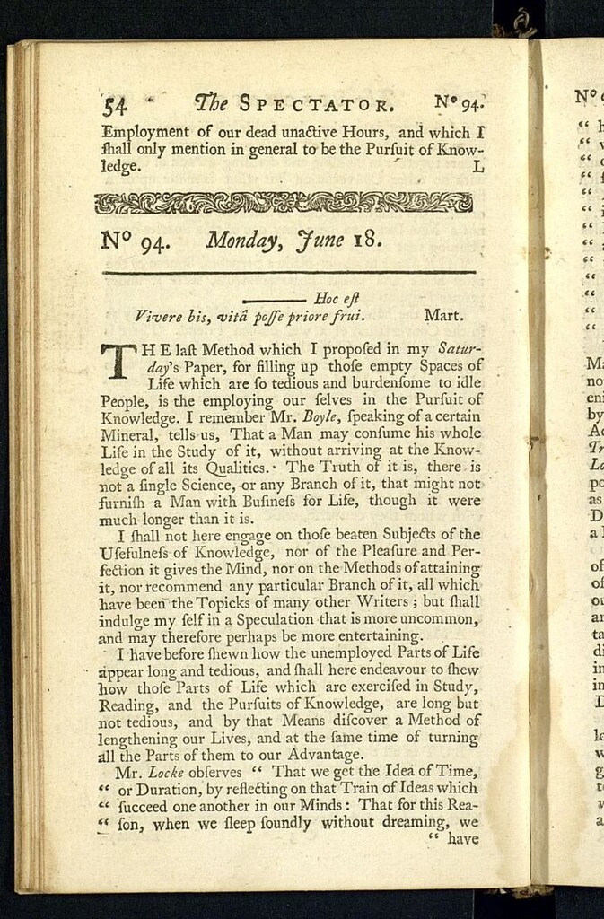 Miniatura de The Spectator del 18 de junio de 1711, nº 94
