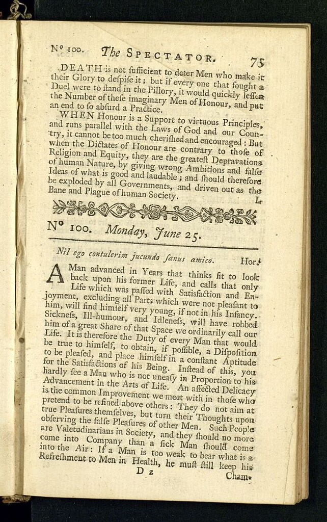 Miniatura de The Spectator del 25 de junio de 1711, nº 100