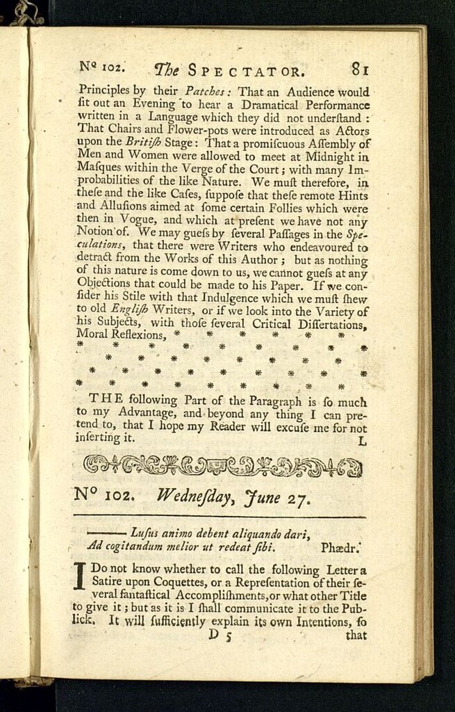 Miniatura de The Spectator del 27 de junio de 1711, nº 102
