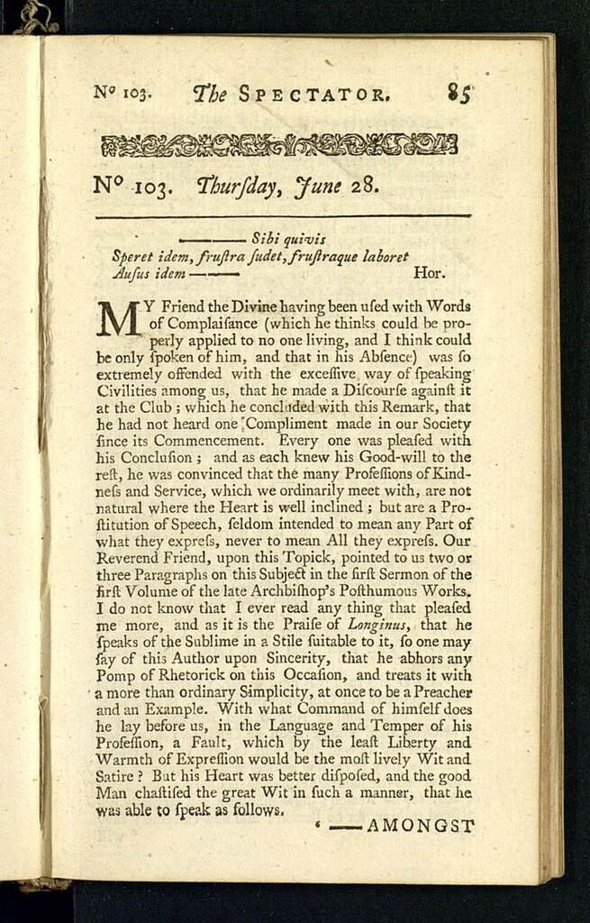 Miniatura de The Spectator del 28 de junio de 1711, nº 103