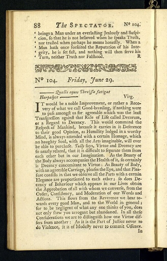 Miniatura de The Spectator del 29 de junio de 1711, nº 104
