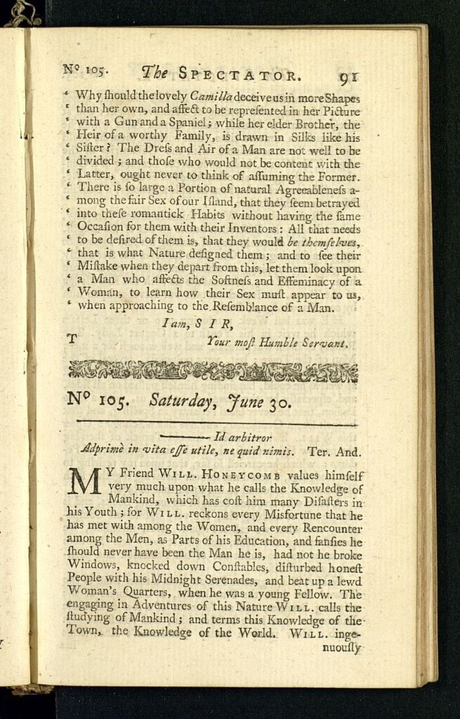 Miniatura de The Spectator del 30 de junio de 1711, nº 105