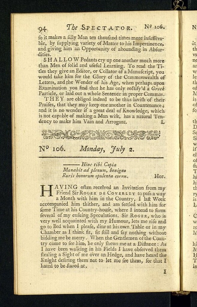 Miniatura de The Spectator del 2 de julio de 1711, nº 106