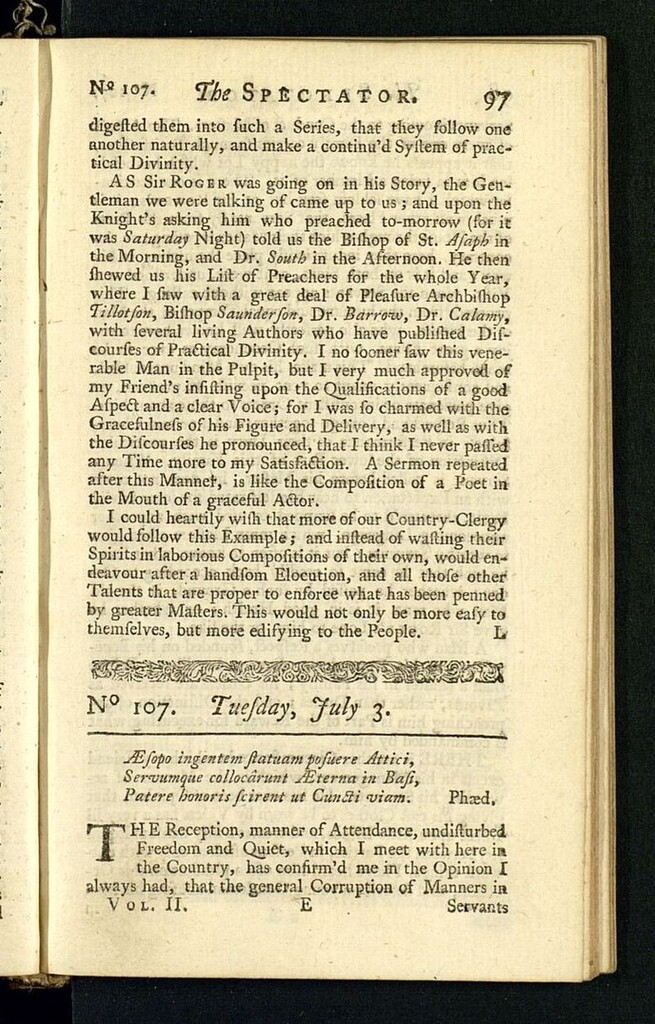 Miniatura de The Spectator del 3 de julio de 1711, nº 107
