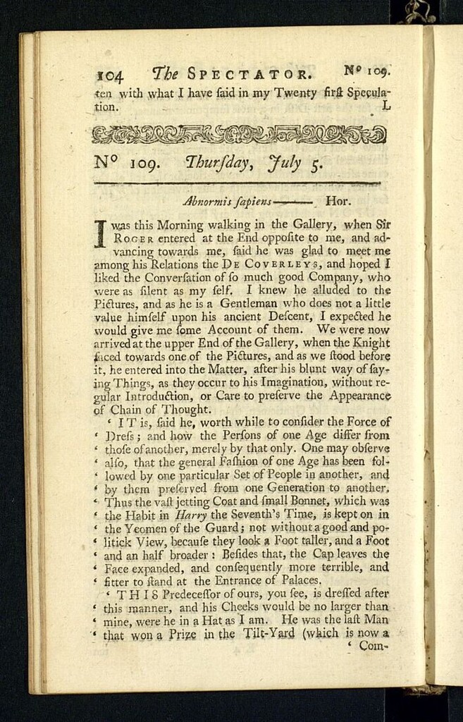 Miniatura de The Spectator del 5 de julio de 1711, nº 109