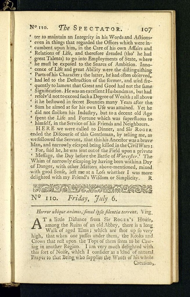 Miniatura de The Spectator del 6 de julio de 1711, nº 110