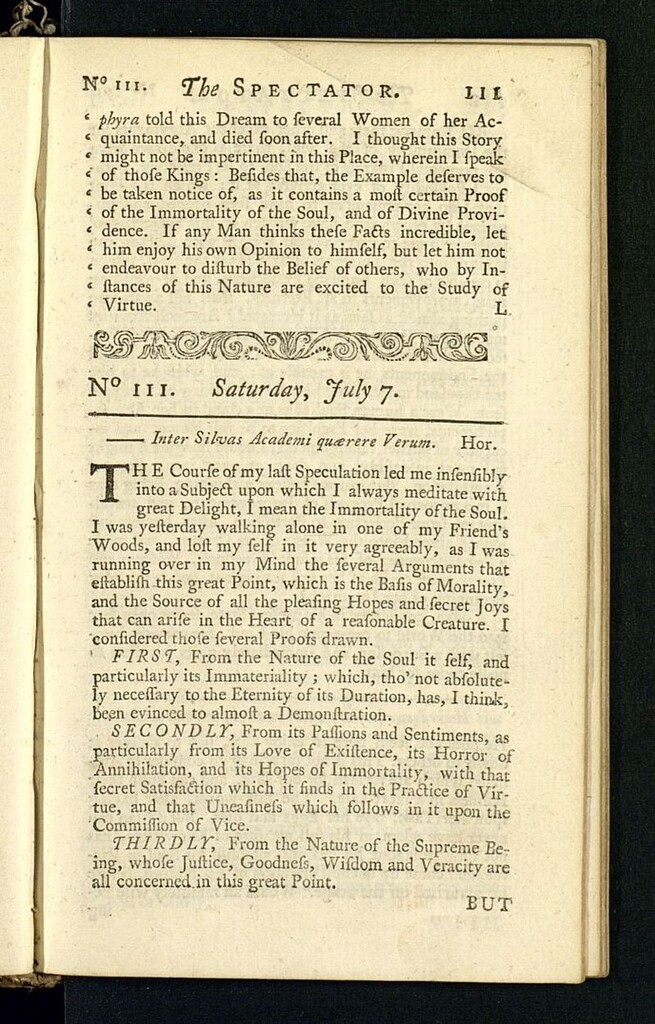 Miniatura de The Spectator del 7 de julio de 1711, nº 111