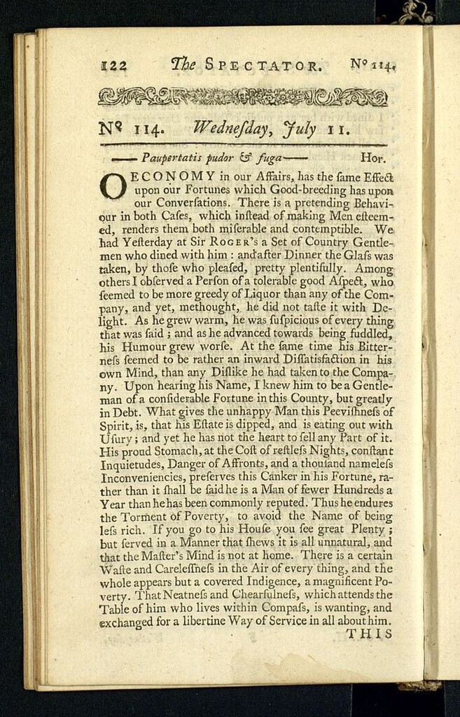 Miniatura de The Spectator del 11 de julio de 1711, nº 114