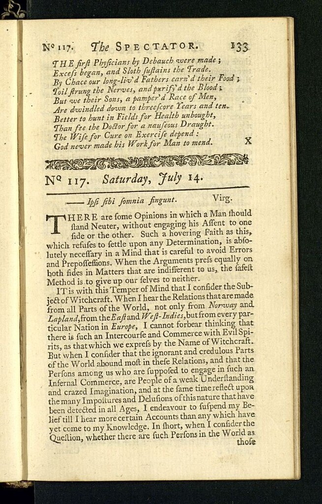 Miniatura de The Spectator del 14 de julio de 1711, nº 117