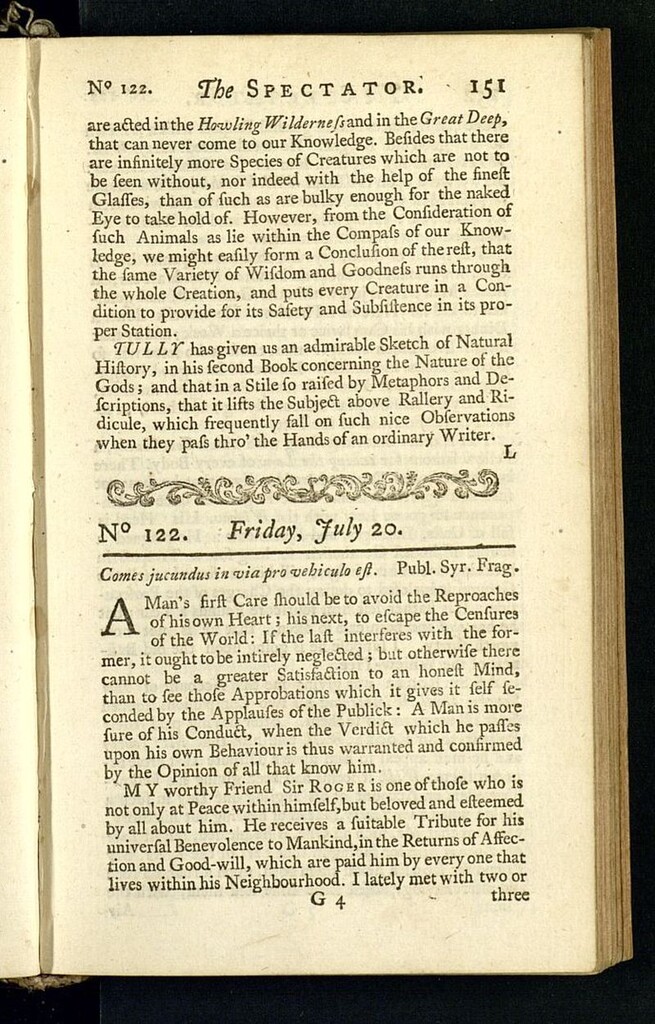 Miniatura de The Spectator del 20 de julio de 1711, nº 122