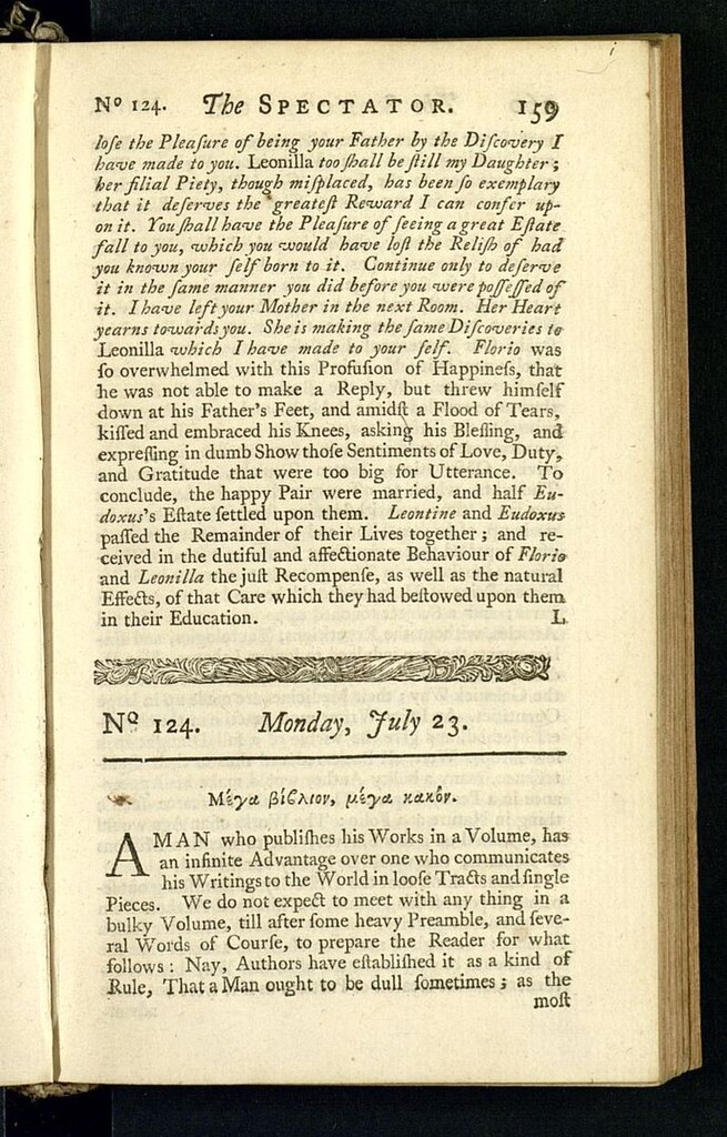 Miniatura de The Spectator del 23 de julio de 1711, nº 124