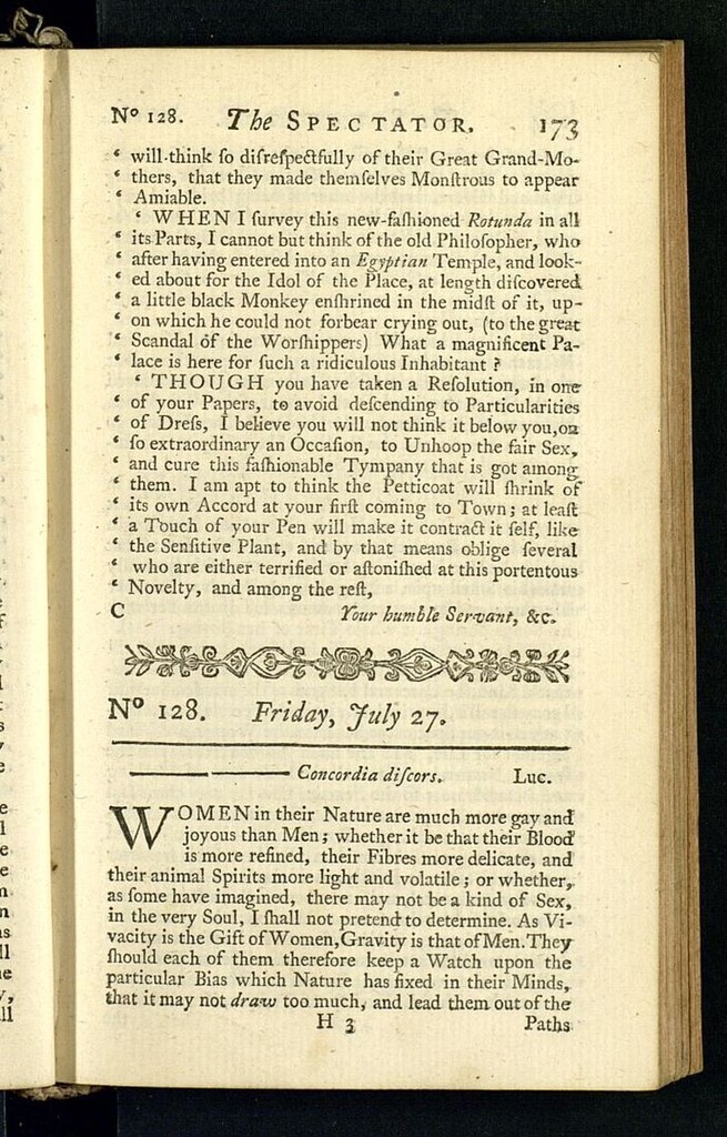 Miniatura de The Spectator del 27 de julio de 1711, nº 128