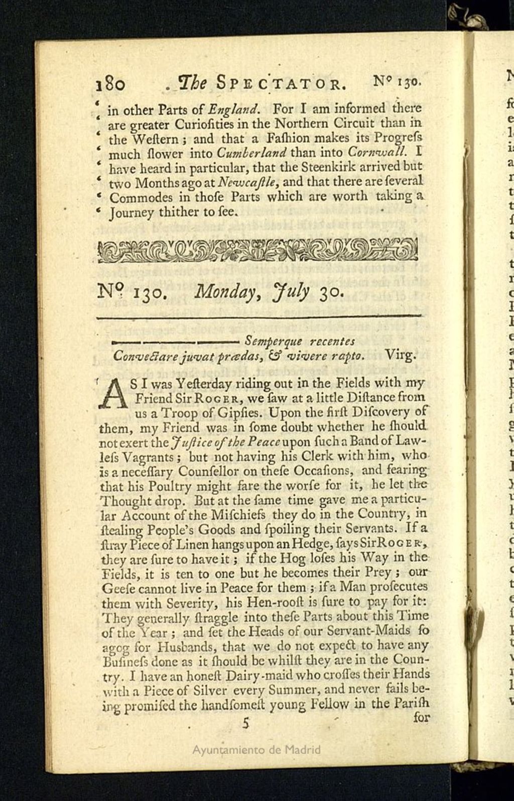 Miniatura de The Spectator del 30 de julio de 1711, nº 130