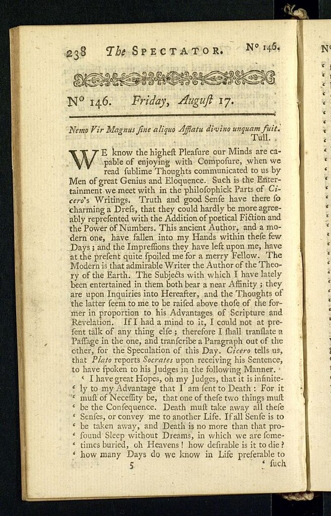 Miniatura de The Spectator del 17 de agosto de 1711, nº 146