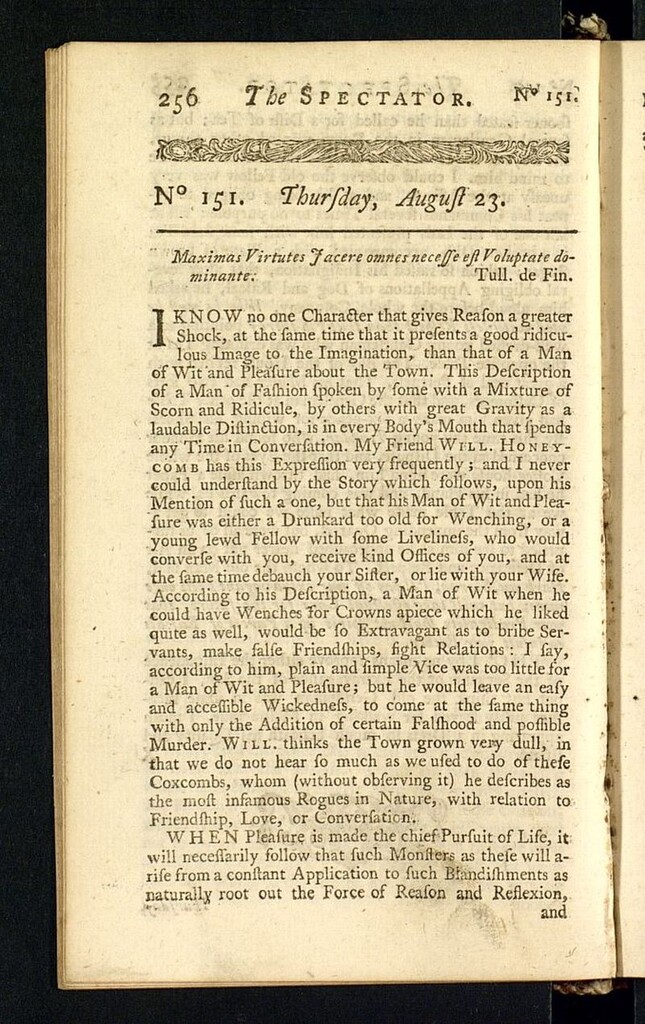 Miniatura de The Spectator del 23 de agosto de 1711, nº 151