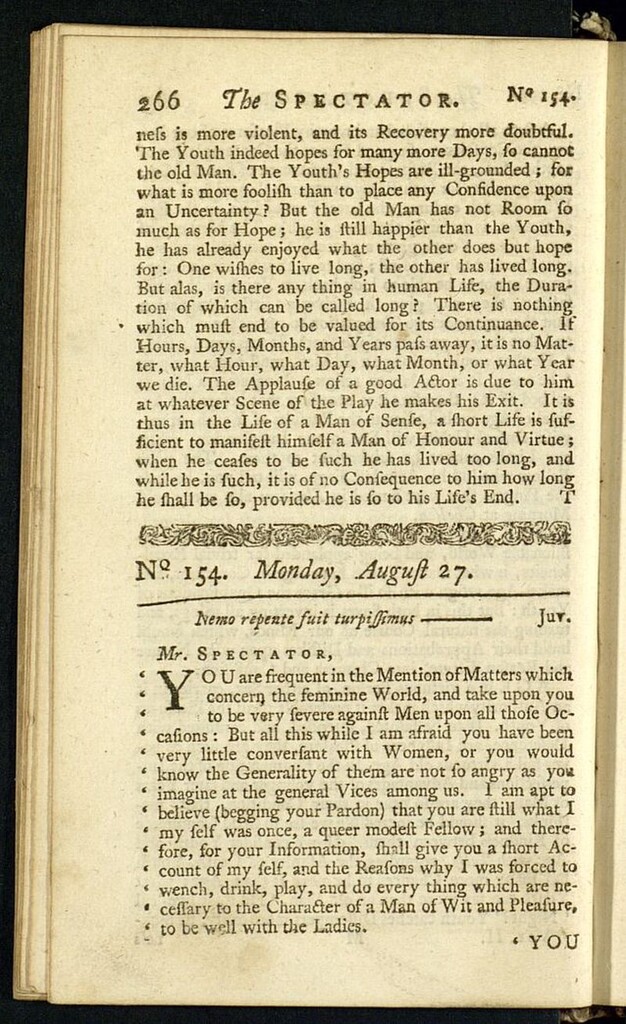 Miniatura de The Spectator del 27 de agosto de 1711, nº 154