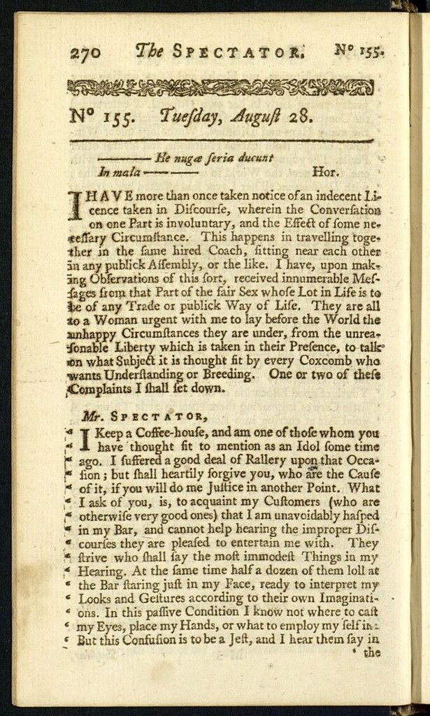 Miniatura de The Spectator del 28 de agosto de 1711, nº 155