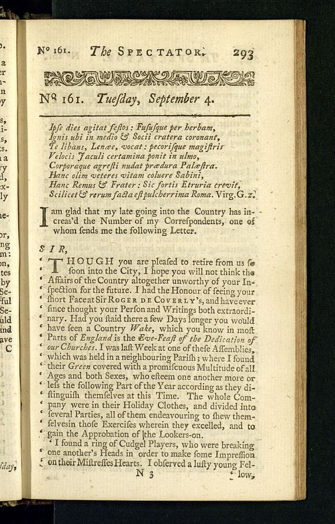 Miniatura de The Spectator del 4 de septiembre de 1711, nº 161