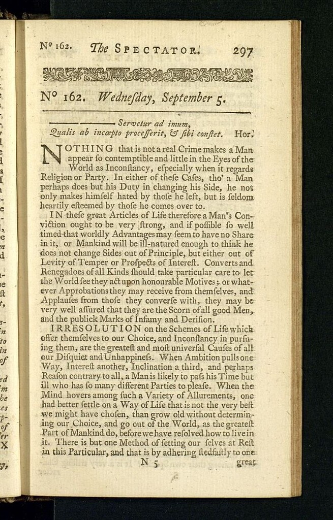 Miniatura de The Spectator del 5 de septiembre de 1711, nº 162