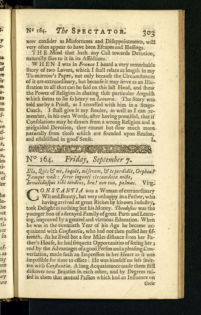 Miniatura de The Spectator del 7 de septiembre de 1711, nº 164