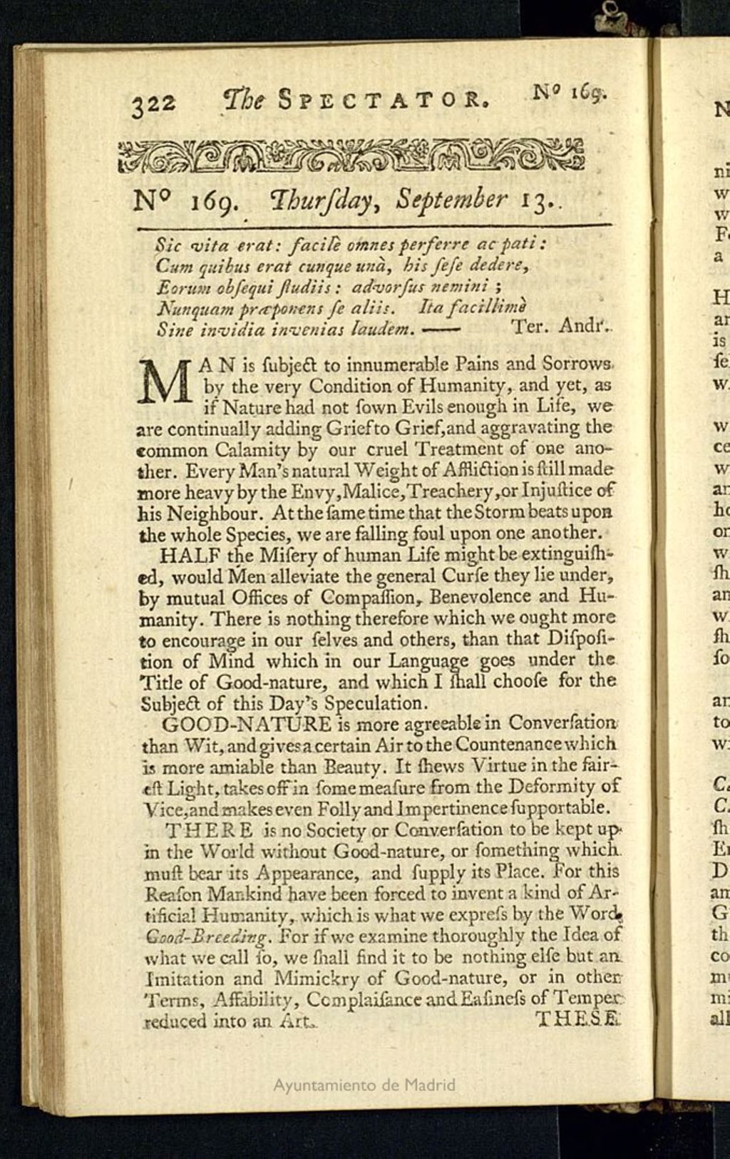 Miniatura de The Spectator del 13 de septiembre de 1711, nº 169