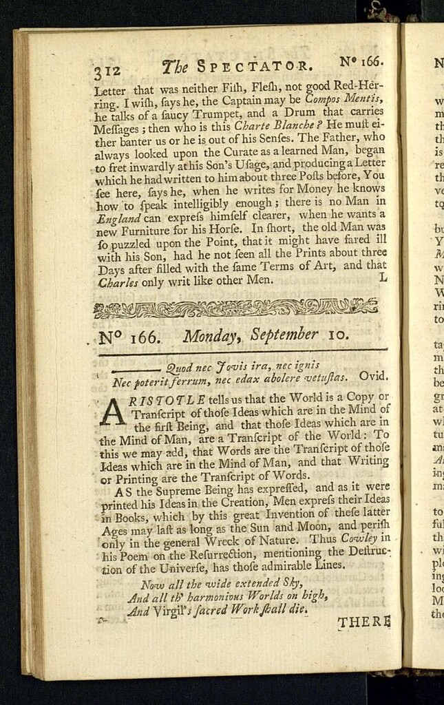 Miniatura de The Spectator del 10 de septiembre de 1711, nº 166