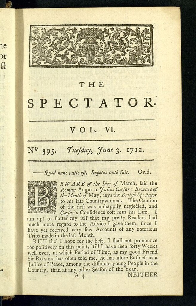 Miniatura de The Spectator del 3 de junio de 1712, nº 395