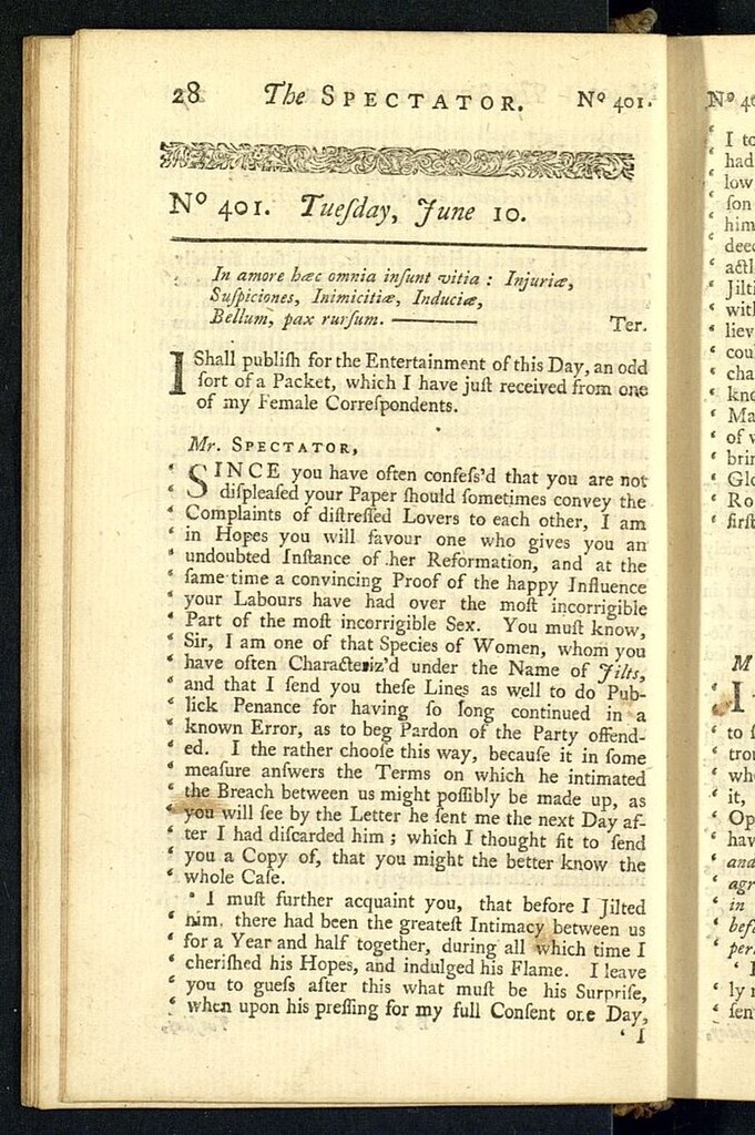 Miniatura de The Spectator del 10 de junio de 1712, nº 401