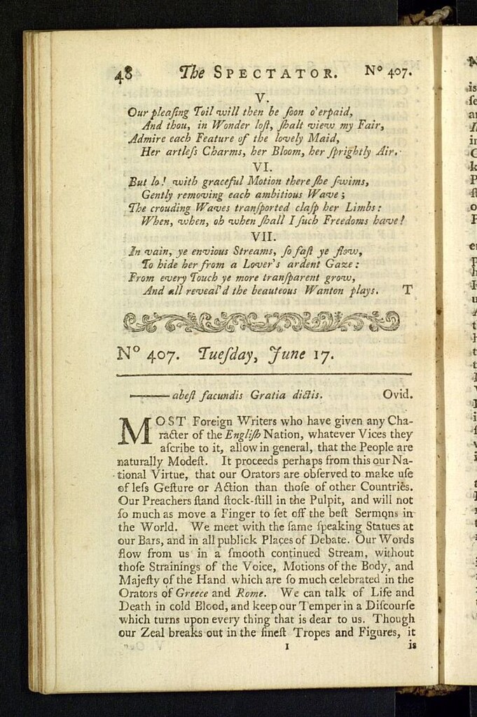 Miniatura de The Spectator del 17 de junio de 1712y, nº 407