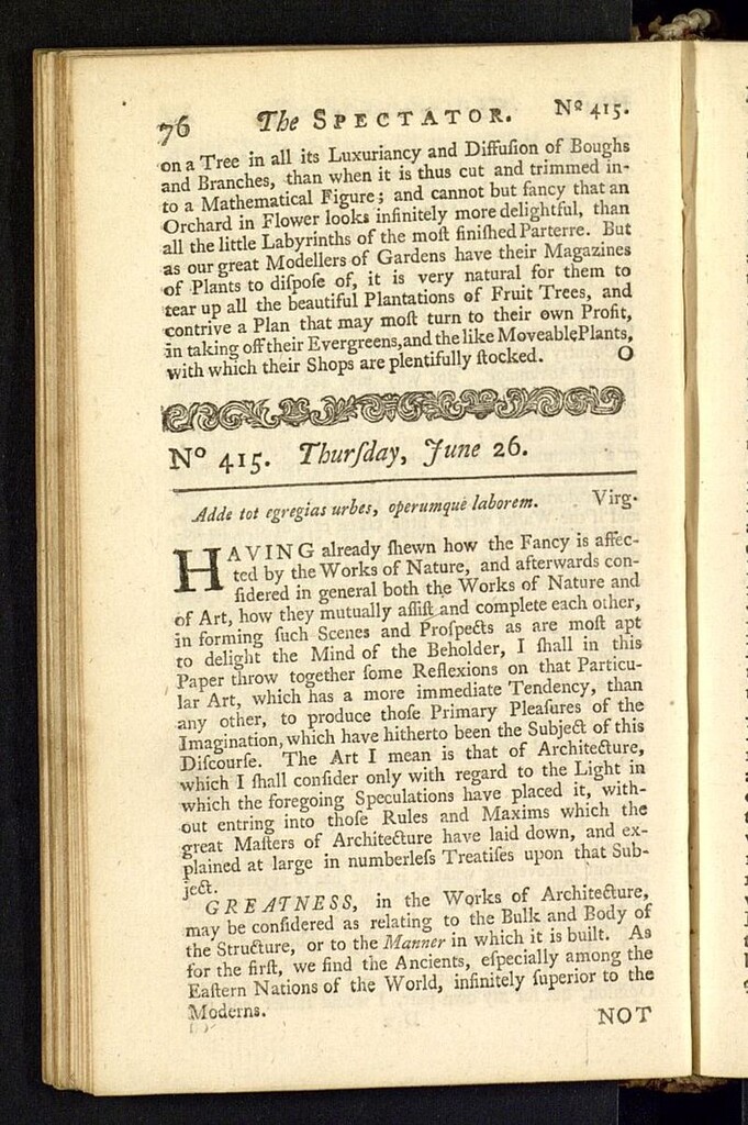Miniatura de The Spectator del 26 de junio de 1712, nº 415