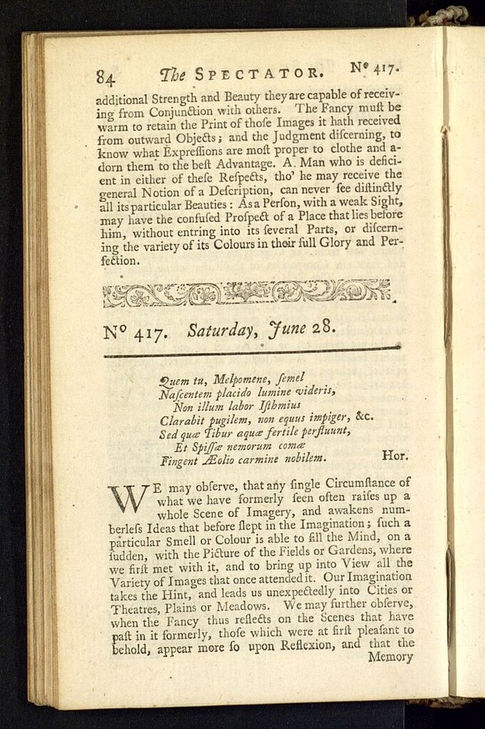 Miniatura de The Spectator del 28 de junio de 1712, nº 417