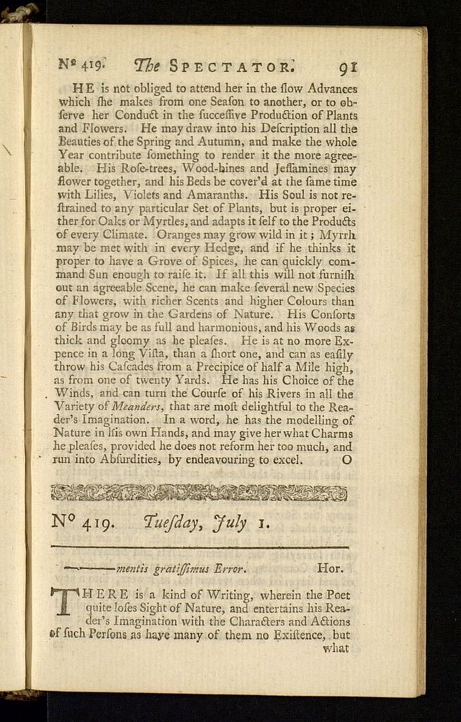Miniatura de The Spectator del 1 de julio de 1712, nº 419