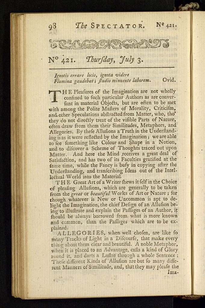Miniatura de The Spectator del 3 de julio de 1712, nº 421