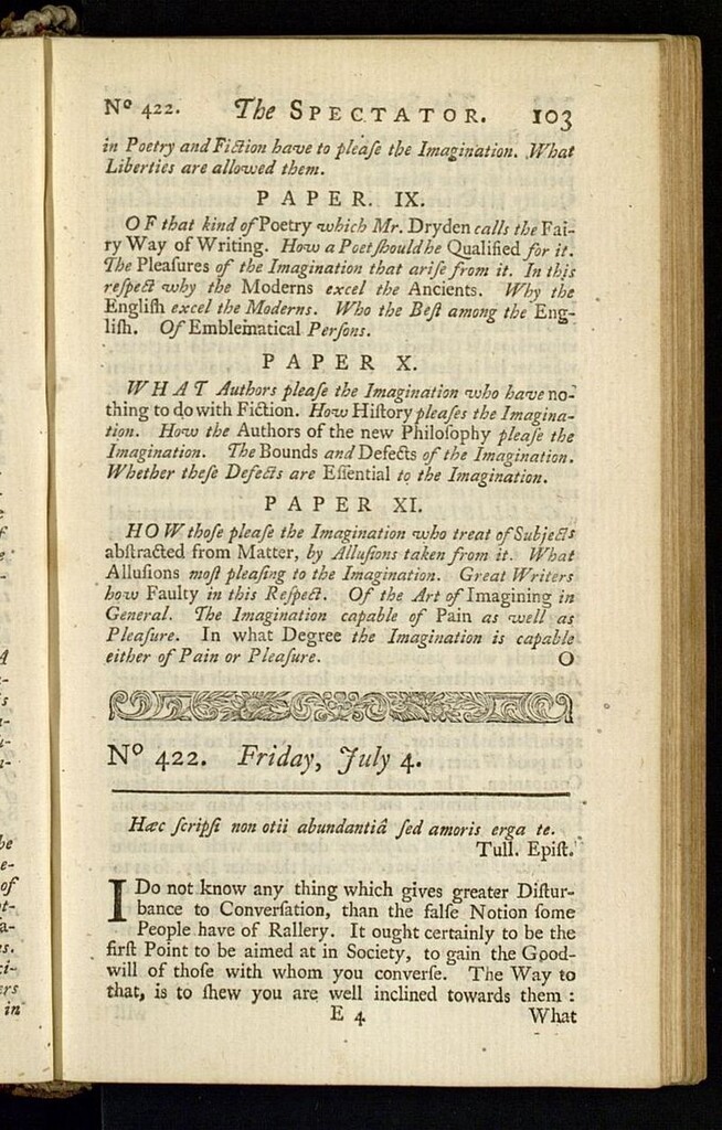 Miniatura de The Spectator del 4 de julio de 1712, nº 422