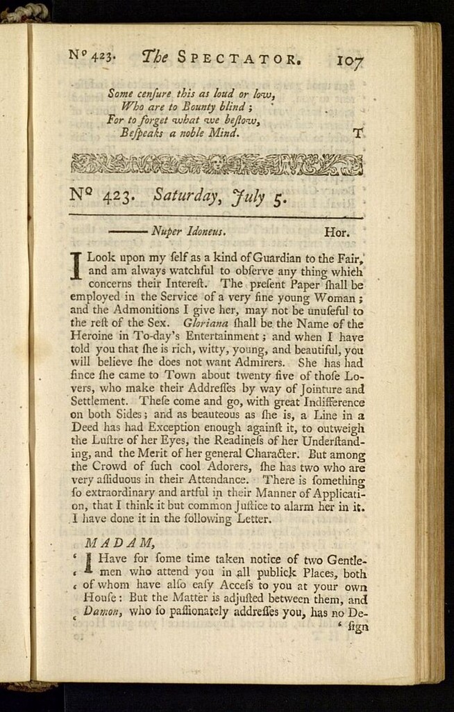 Miniatura de The Spectator del 5 de julio de 1712, nº 423