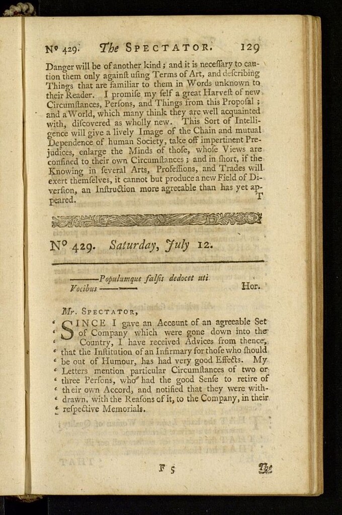 Miniatura de The Spectator del 12 de julio de 1712, nº 429