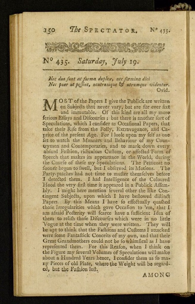 Miniatura de The Spectator del 19 de julio de 1712, nº 435