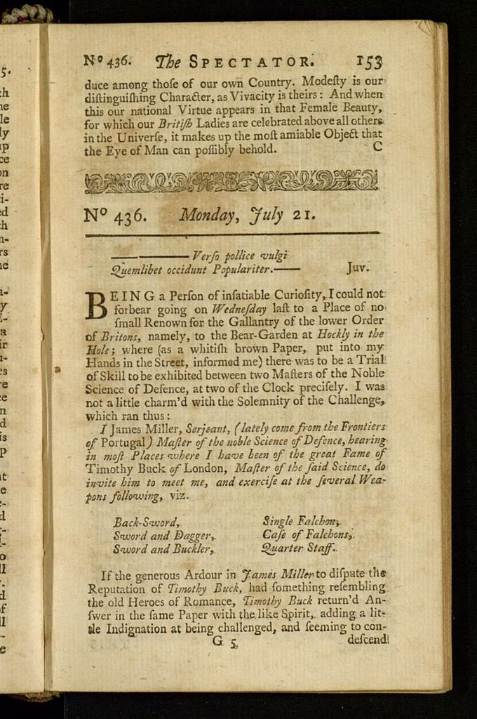 Miniatura de The Spectator del 21 de julio de 1712, nº 436