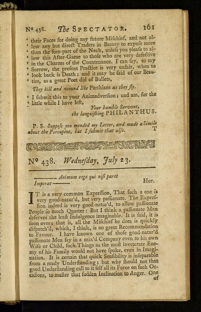 Miniatura de The Spectator del 23 de julio de 1712, nº 438