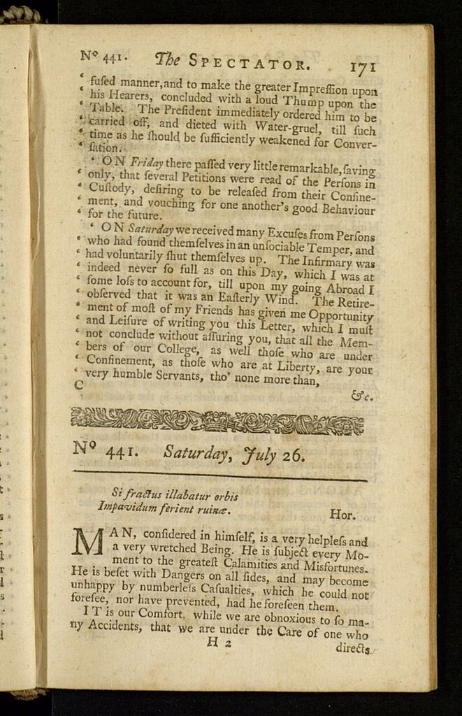 Miniatura de The Spectator del 26 de julio de 1712, nº 441