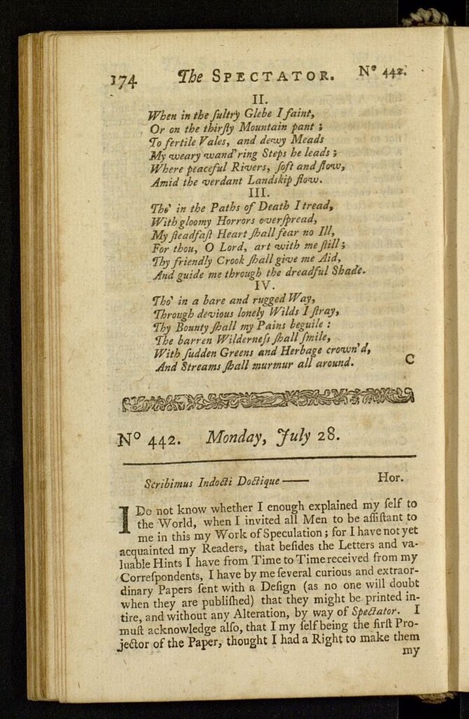 Miniatura de The Spectator del 28 de julio de 1712, nº 442