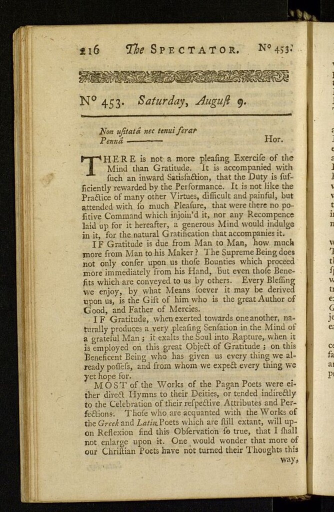 Miniatura de The Spectator del 9 de agosto de 1712, nº 453